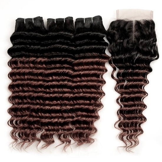 Pixie Deepwave Curls #T1B/4 + 5x5 Closure