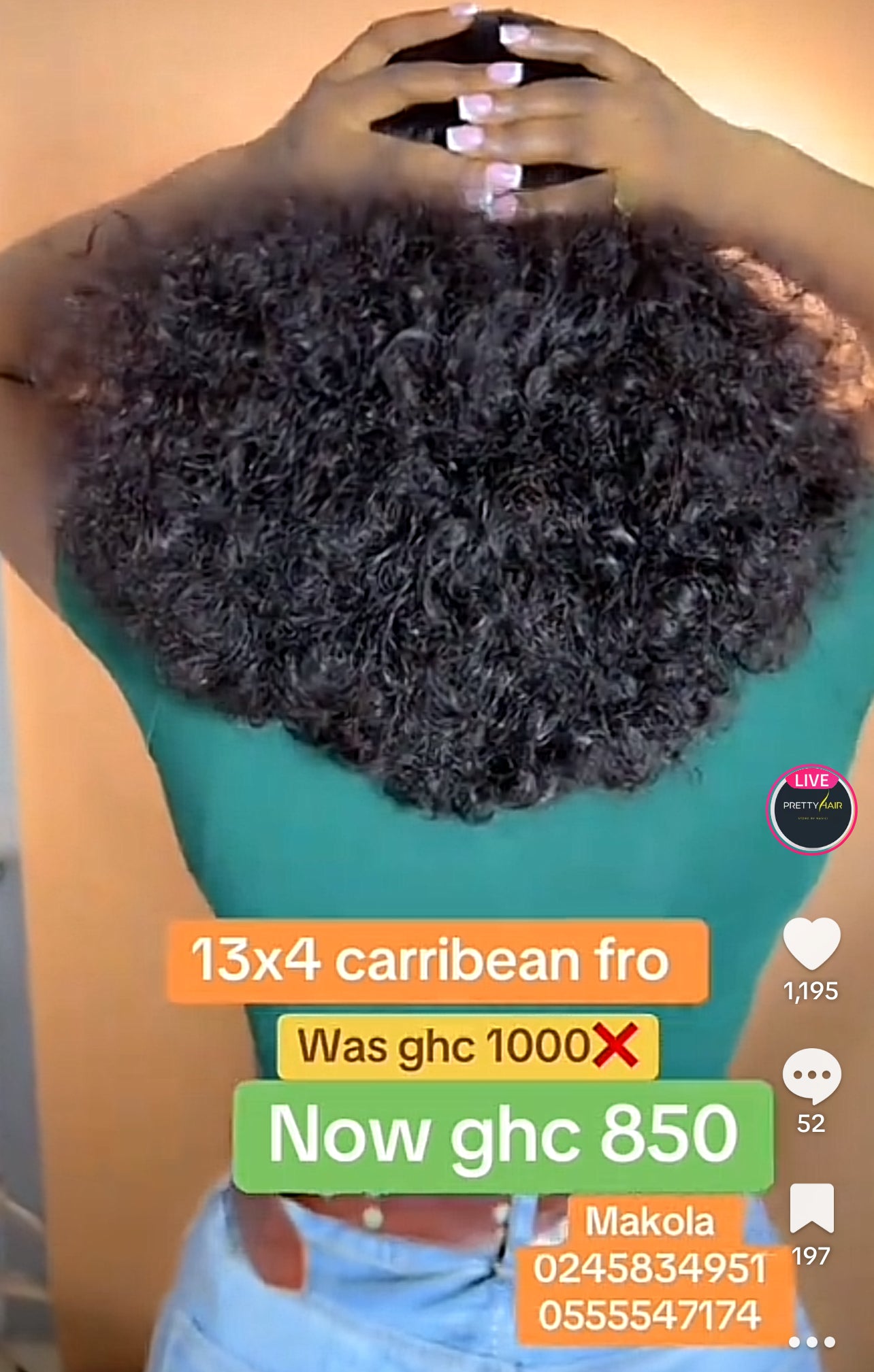 13x4 Carribean fro curls wig
