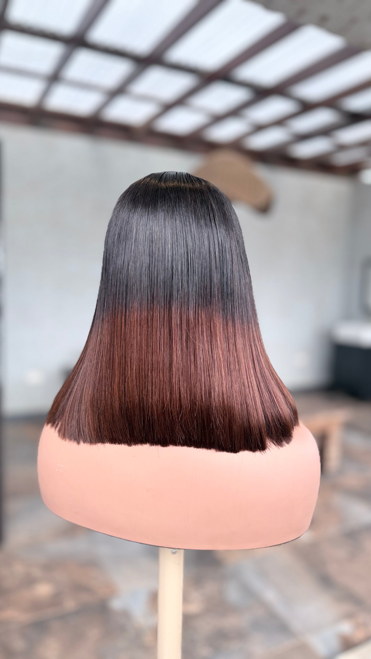 Luxury Straight Bob Lace Front Wig – Brown Ombre Human Hair Bob Wig | Pre-Plucked HD Lace Wig