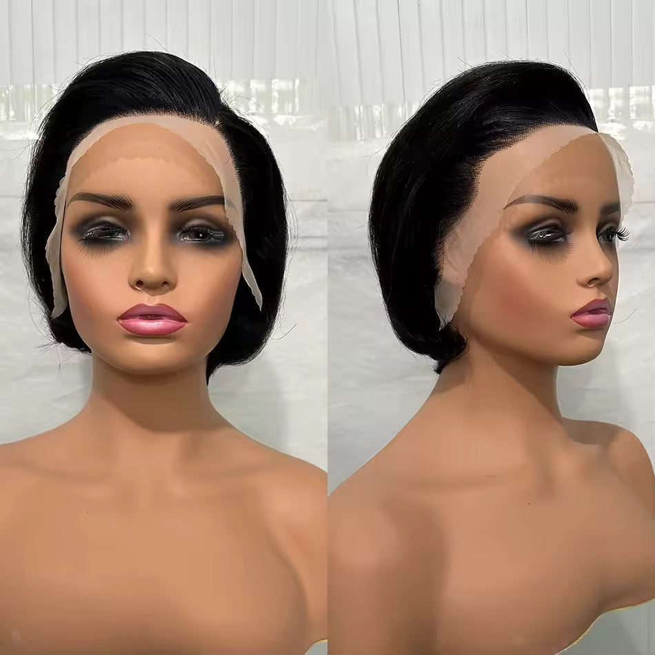 Pixie Cut Bob Wig – 13x4 Lace Frontal Human Virgin Hair Highlight Ombre Blonde