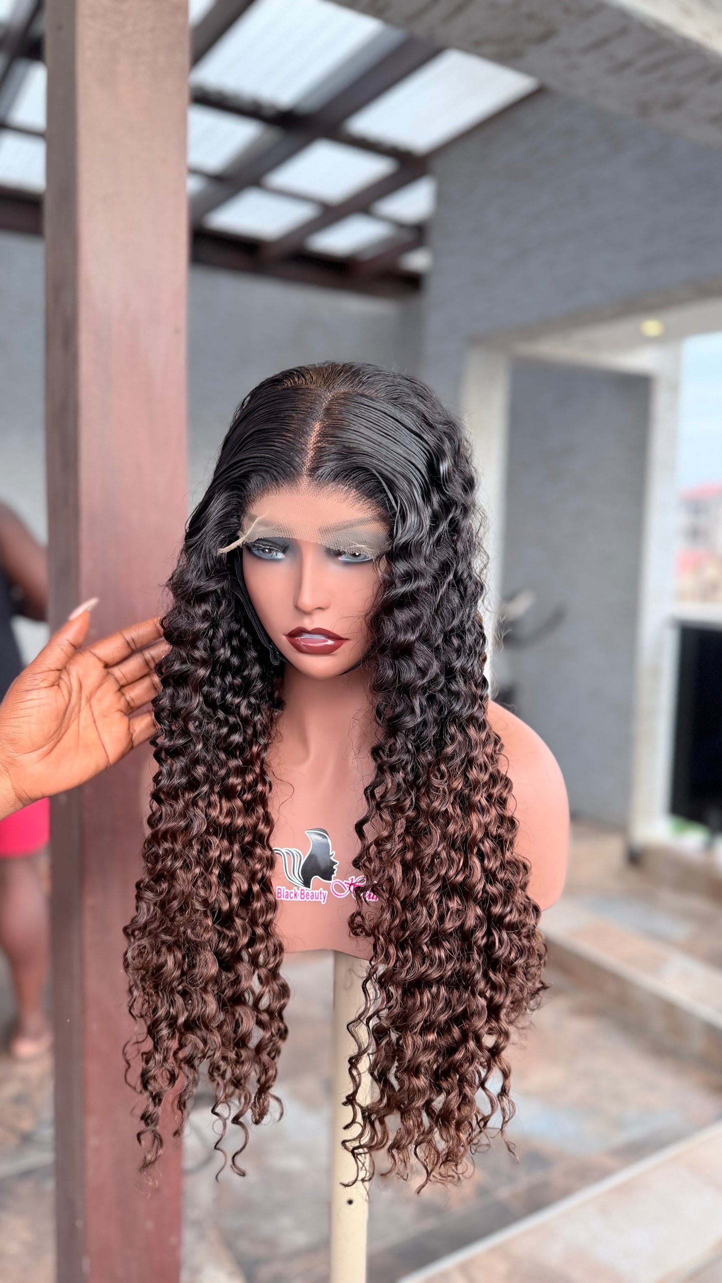 Rich Aunty Premium Deep Wave Wig – 5×5 HD Lace Closure Wig (300g Luxury Density)