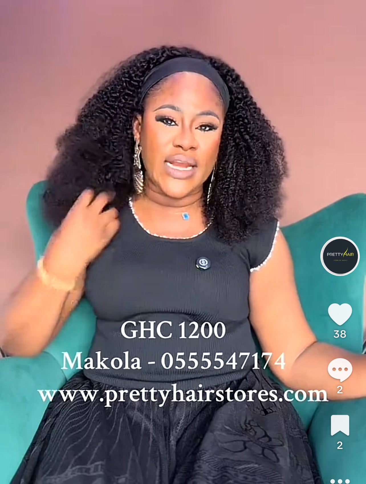 Kinky curls band wig