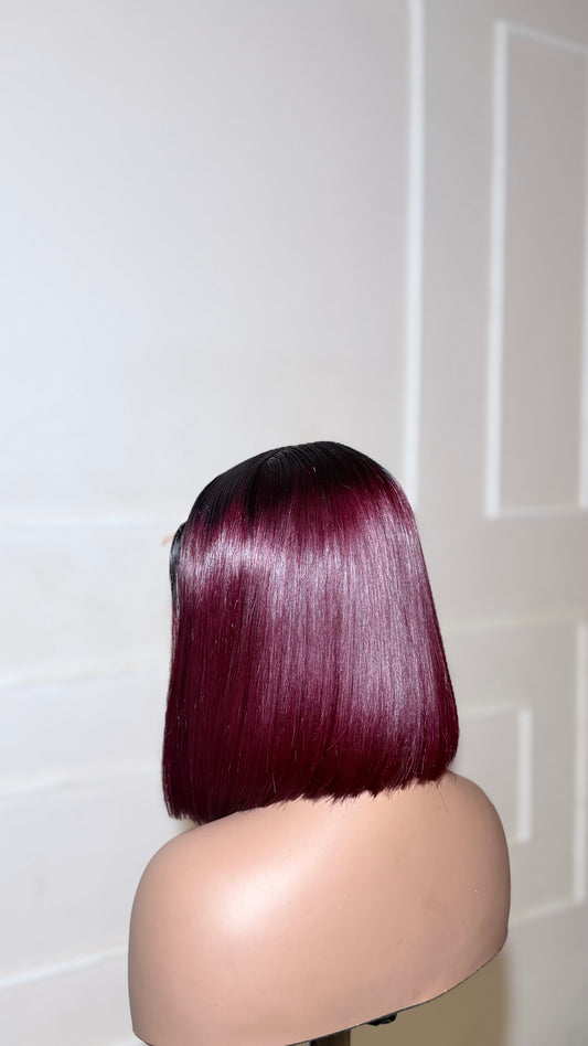 5x5 SDD Raw Hair Bob Wig – Burgundy Straight Lace Closure Wig | Pre-Plucked Human Hair Wig