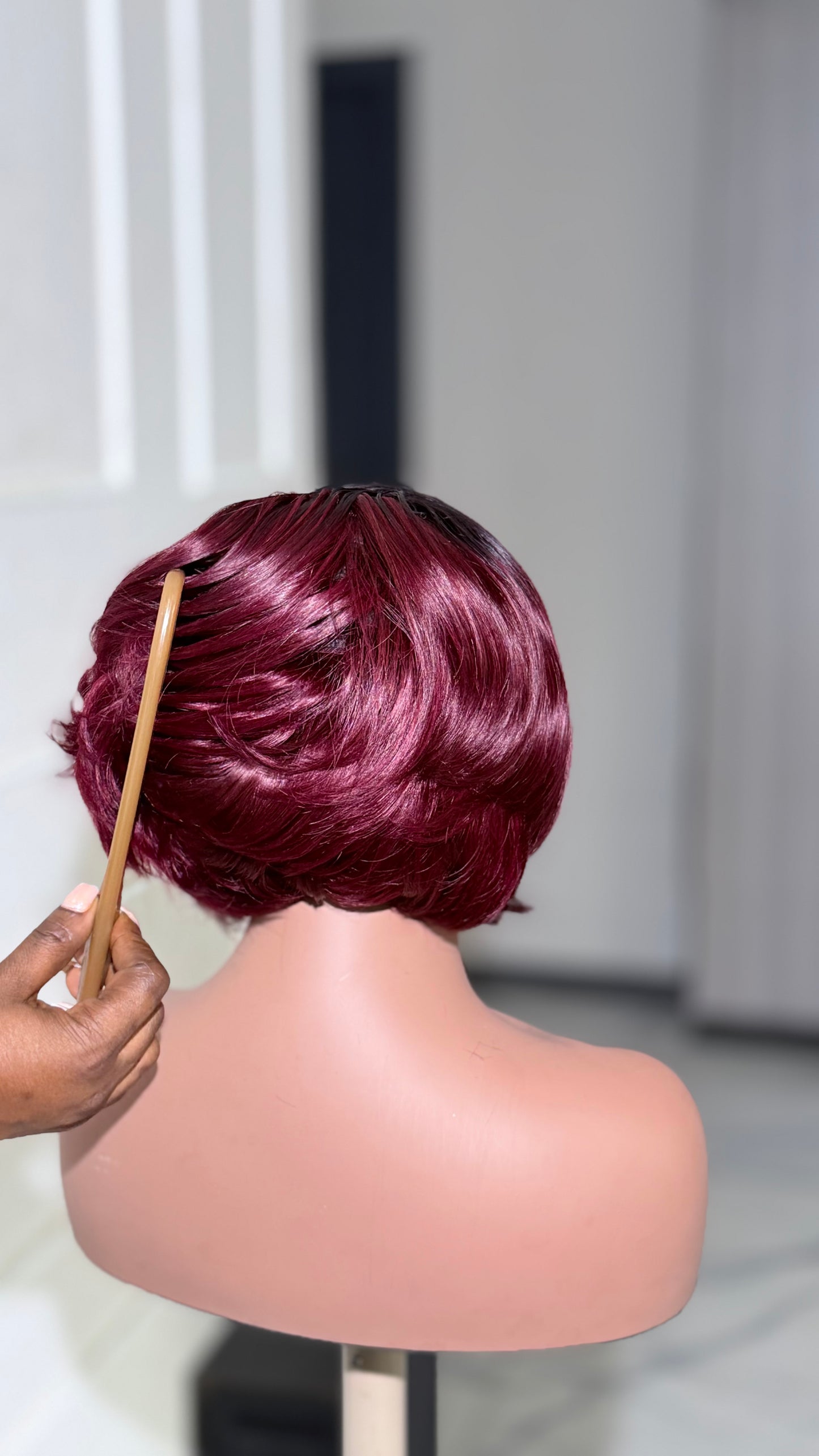 5x5 lace Archy Cut Burgundy Bob Wig – Black Beauty Hair | Luxury Human Hair Wig