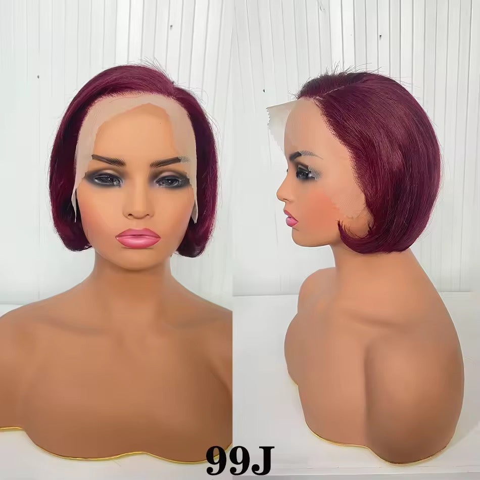 Pixie Cut Bob Wig – 13x4 Lace Frontal Human Virgin Hair Highlight Ombre Blonde