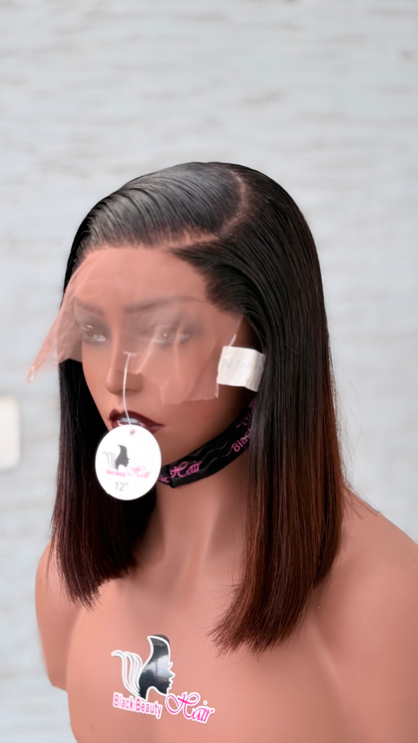 Luxury Straight Bob Lace Front Wig – Brown Ombre Human Hair Bob Wig | Pre-Plucked HD Lace Wig