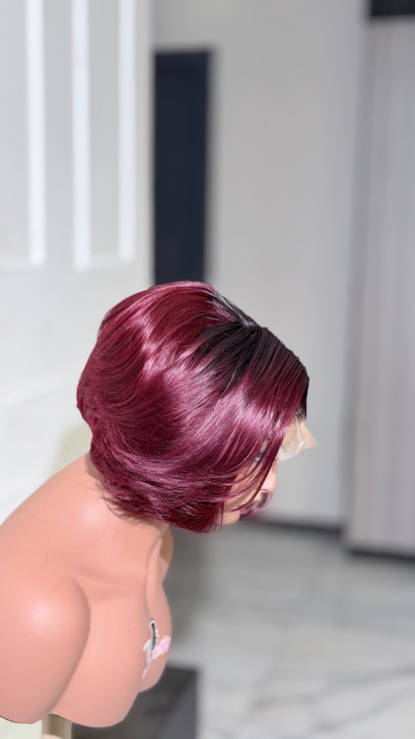 5x5 lace Archy Cut Burgundy Bob Wig – Black Beauty Hair | Luxury Human Hair Wig