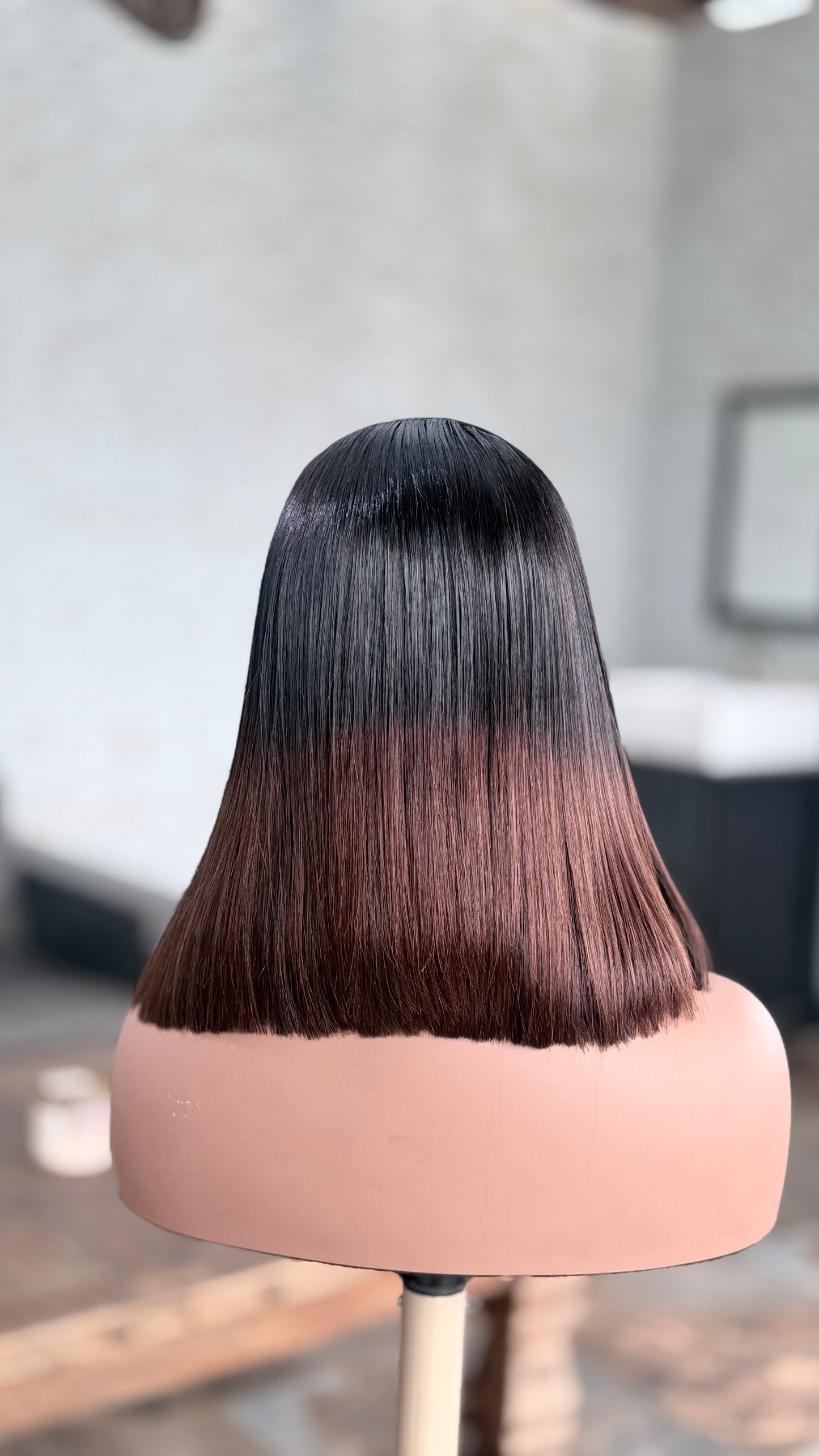 Luxury Straight Bob Lace Front Wig – Brown Ombre Human Hair Bob Wig | Pre-Plucked HD Lace Wig