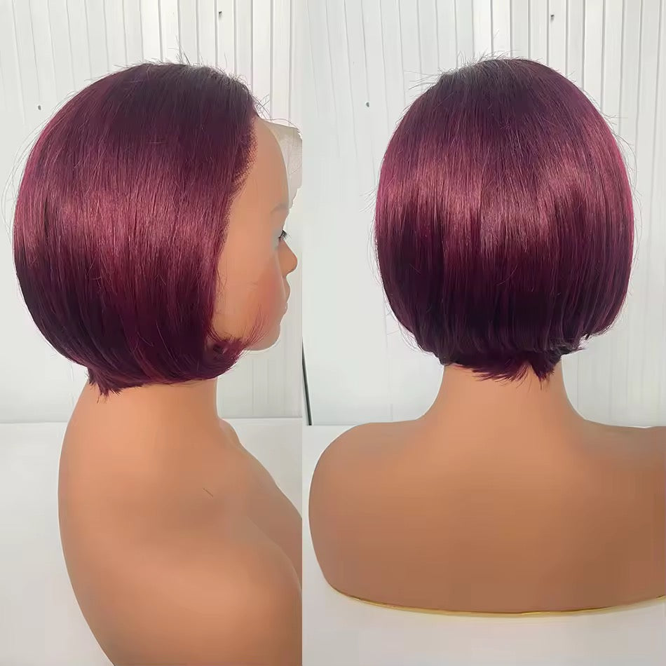 Pixie Cut Bob Wig – 13x4 Lace Frontal Human Virgin Hair Highlight Ombre Blonde