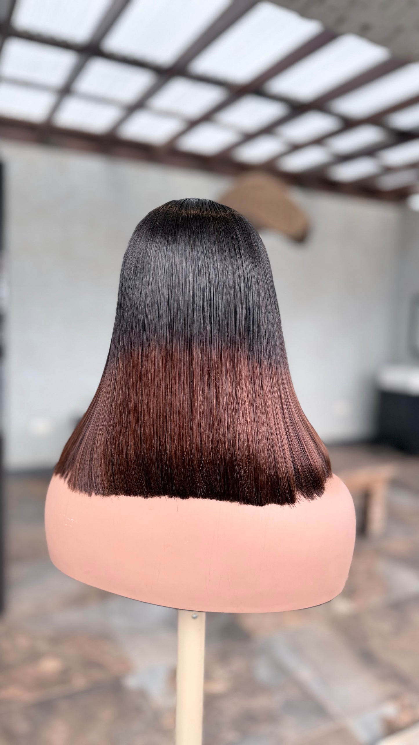 Luxury Straight Bob Lace Front Wig – Brown Ombre Human Hair Bob Wig | Pre-Plucked HD Lace Wig