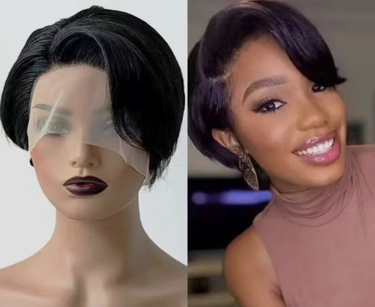 13x 4 Frontal pixie cut black